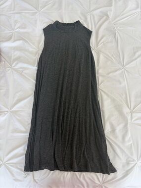 Sleeveless Mock Neck Mini Dress - Dark Gray